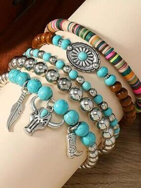 New Bohemian Mix Bead Multi Layer Versatile Statement Bracelet Boho Stackable